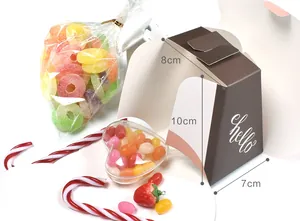 Detailed view of gift box dimensions showing 10cm height and 8cm width with hello text