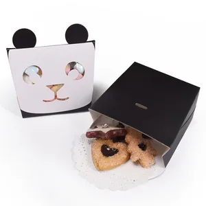 Creative panda-shaped paper candy box with cutout design for biscuits and gift packaging