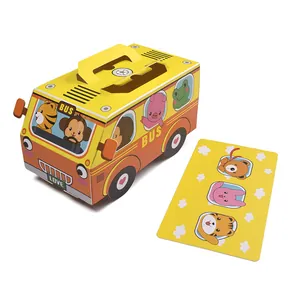 Scatola regalo a forma di bus per bambini con motivi animali e manico