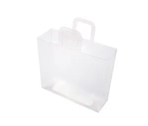 Dettaglio del sacchetto regalo in plastica PP satinata con robusto manico integrato