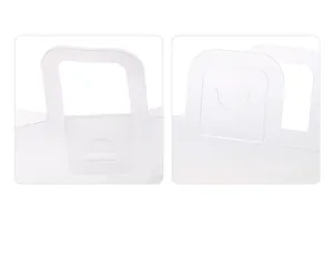 Dettaglio del manico della borsa regalo bianca opaca con design a ritaglio ergonomico
