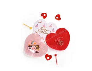 Detail of heart-shaped ziplock bags with Happy Birthday card and sweet message