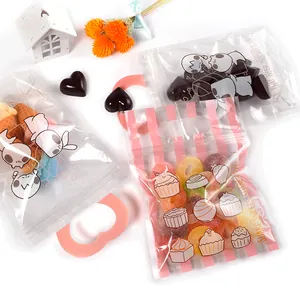 Set de bolsas de regalo rosas con dibujos de osos y conejos para caramelos y galletas con asa