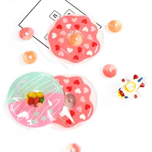 Creative donut shaped self-sealing bags with round window for candy packaging