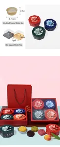 Détail du coffret cadeau pour gâteaux de lune chinois avec plateaux blisters et sacs