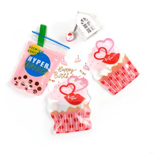 Cartoon milk tea and cupcake shaped creative ziplock bags for small gifts and snacks