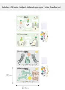 DIY Haustier Geburtstag Banner Set mit Hunde Katzen Karten, Pompons und Juteseil