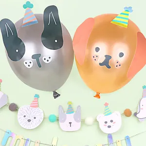 Niedliche Hunde- und Kaninchen-Geburtstagsparty-Ballons und festliches Banner-Set