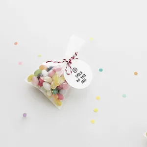 Minimalist gift packing card with smile icon for candy bags and party favors