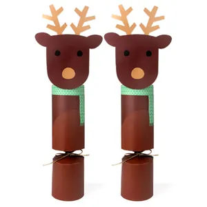 Scatole regalo di Natale a forma di renna con sciarpe e lacci dorati, set da due pezzi