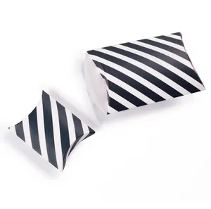 Detail of black and white striped pillow boxes for candy and gift packaging