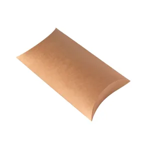Classic brown kraft paper pillow box for candy and jewelry packaging on white background