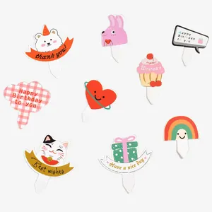 Cartoon Animal Heart Rainbow Cupcake Toppers DIY Baking Decoration Insert Cards For Birthday Wedding Party Cake Ornament