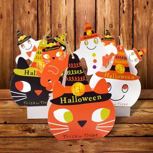Creative folding Halloween gift boxes with cat and ghost designs for candy packaging