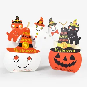 Halloween gift boxes set with pumpkin, ghost and cat designs for candy and treats