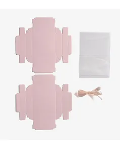 Set dettagliato di scatole regalo rosa pieghevoli con finestra e nastri di raso inclusi