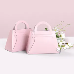 Caja de Regalo de Papel con Forma de Bolso Rosa Boda Fiesta Bolsa de Caramelos Minimalista Estilo Ins Embalaje de Regalo Pequeño