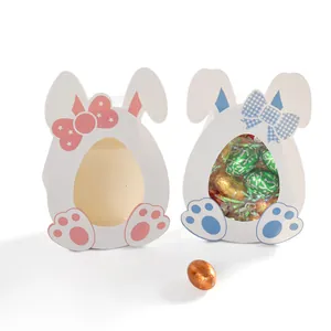 Boîte cadeau lapin de Pâques avec fenêtre et nœud papillon pour emballage de bonbons