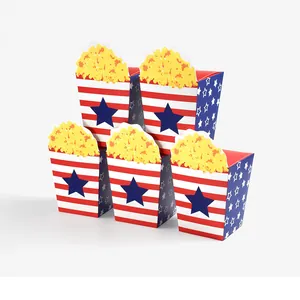 Detail view of American Flag style popcorn boxes for Independence Day celebration party