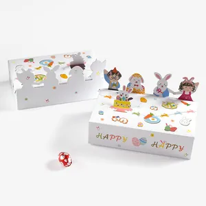 Boîtes cadeaux de Pâques en papier avec lapins 3D et œufs pour bonbons de fête