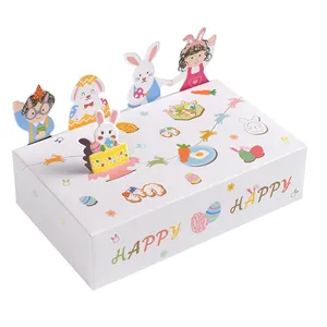 Boîte cadeau de Pâques avec animaux et décorations 3D pour bonbons et gâteaux