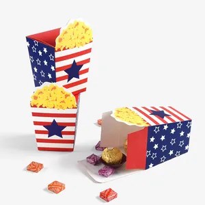 Creative popcorn style candy gift box with American flag design for Independence Day