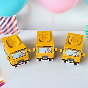 Boîtes à bonbons bus scolaire jaune pour fêtes d'enfants et cadeaux de rentrée scolaire