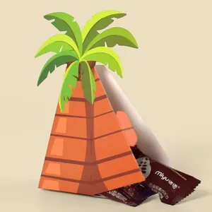 Creative 3D palm tree shaped gift box with realistic green leaves for candies