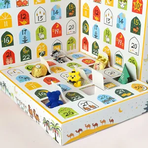 30-day Ramadan advent calendar box with crescent moon motifs for party gifts
