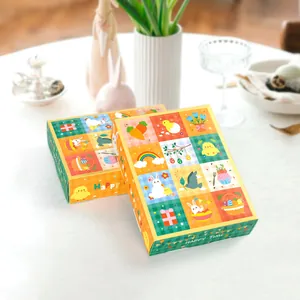 Boîte Poke Joy DIY 12 Grilles de Pâques Boîte Aveugle Vide pour Cadeaux Surprise Carton Blanc Dessin Animé Lapin Poussin