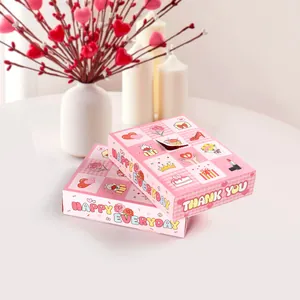 Pink cartoon 12-grid Mother's Day surprise blind box with cute illustrations