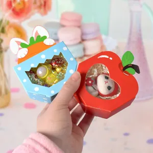 Cartoon Animal Fruit Shaped Paper Gift Boxes With Clear Window Sweet Candy Bags For Party Favors Birthday Celebration Cute Rabbit Apple Pineapple Design