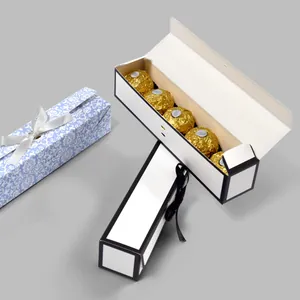 Rechteckige Schokoladen Geschenkbox Mit Satin Schleife Faltbare Pappe Schmuck Verpackungsbox Für Valentinstag Hochzeit Party