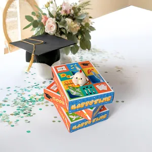 Caja de Regalo Vacía Sorpresa de 12 Rejillas Tema Graduación de Dibujos Animados Caja de Recuerdos de Fiesta de Graduación de Cartón Congrats Grad
