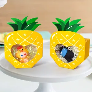 Pineapple candy box with heart window and cute figurines for Thanksgiving party favors