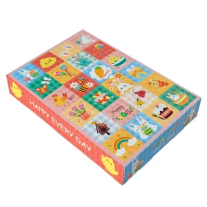 Easter surprise box with 24 compartments featuring cartoon rabbit and egg illustrations