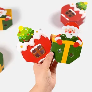 Weihnachtsbaum Weihnachtsmann Hohle Süßigkeit Geschenkboxen Weißer Karton 3D Kleine Verpackungsboxen Für Party Feiertag