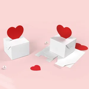 Mini square folding gift box with 3D red heart topper for Valentines Day sweets