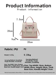 Spécifications de taille détaillées pour le sac bandoulière bicolore rose et beige