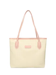 Sac fourre-tout à motif pied-de-poule beige et rose pour femmes, idéal pour le travail