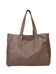 Brown bark texture tote bag with large capacity and shoulder straps for daily use