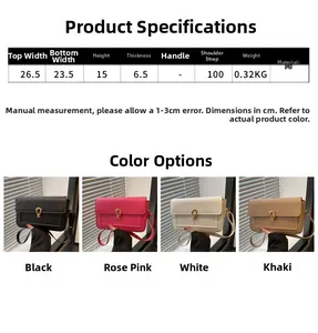 Tableau des tailles et dimensions pour le sac à bandoulière vintage en cuir PU et métal
