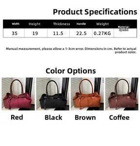 Size chart and detail view of matte suede tote bags in four retro aesthetic colors