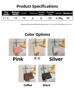 Tableau des tailles et options de couleurs pour mini sacs bandoulière avec anses perle