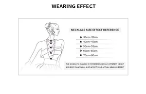 Flat snake chain necklace length guide showing various sizes on a female silhouette