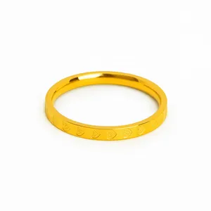 Gold plated stainless steel ring with continuous heart patterns and frosted texture