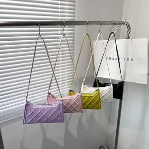 Borsa Sottobraccio Trapuntata Minimalista da Donna in Pelle PU Tinta Unita Borsa a Tracolla Baguette Borsa Moda Casual