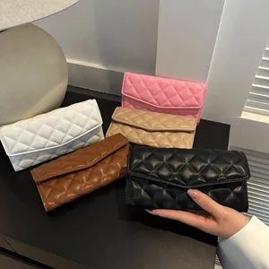 Fashion Rhombic Quilted PU Leather Long Wallet For Women Large Capacity Clutch Bag Multi Card Slots Casual Daily Handbag