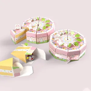 Boîtes Cadeaux Pâques Forme Part de Gâteau Lapin Boîtes en Papier pour Bonbons pour Fête de Pâques Emballage Cadeau