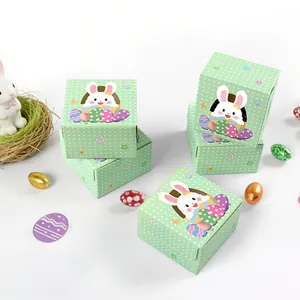 Easter gift box set with green polka dots and cute bunny design for festive treats